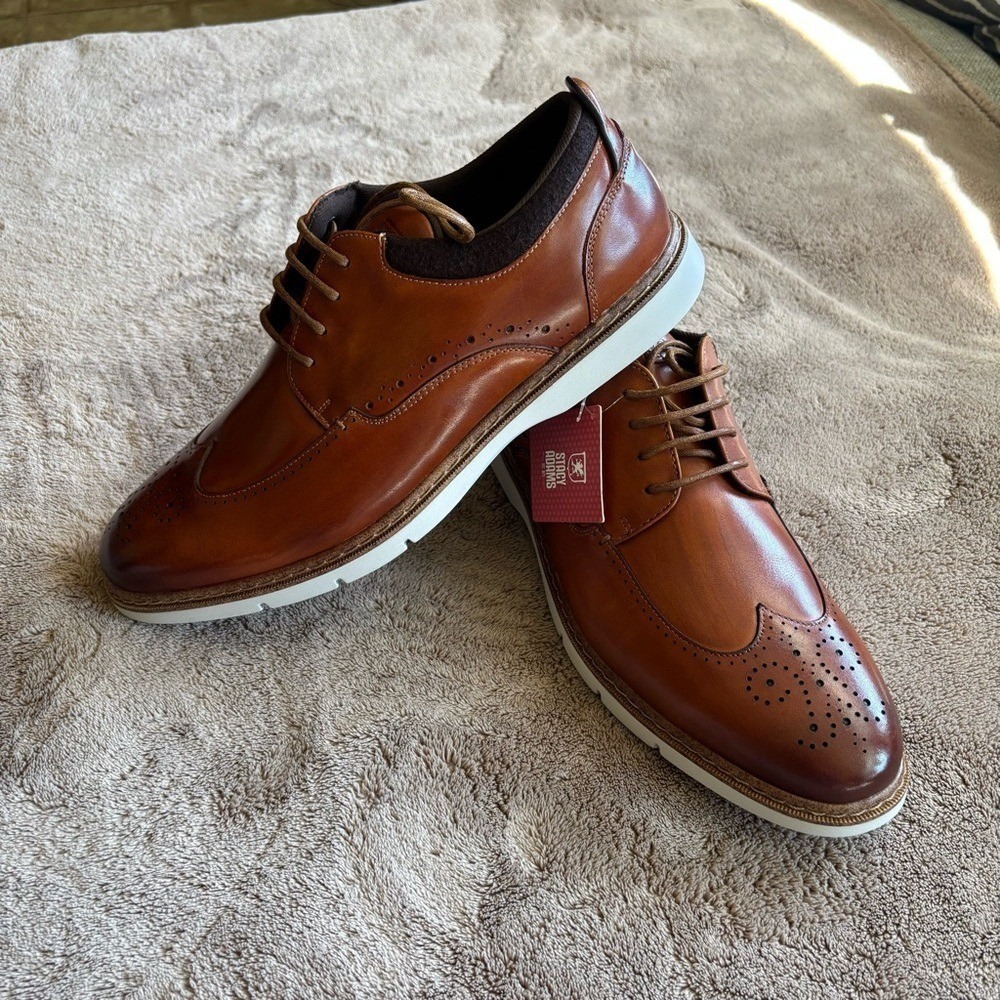 Stacy Adams Brown Leather Wingtip Oxfords size 9.5 - Picture 2 of 8